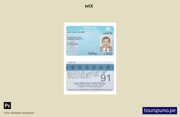 Plantilla de tarjeta fotográfica lista para imprimir de Australia y Nueva Gales 